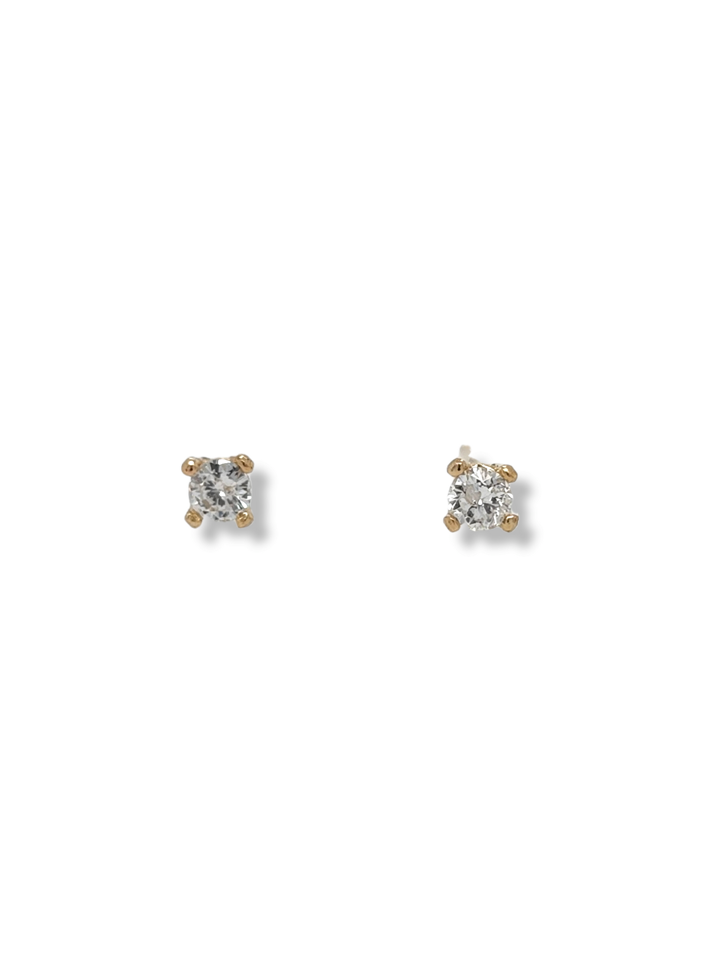 Boucles d'oreilles à tige en or jaune 14 carats et diamant 1/10 carat