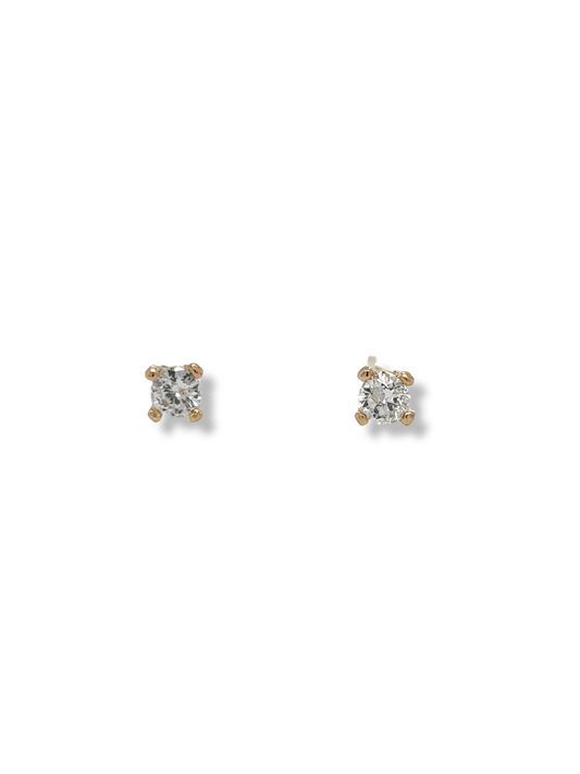 Boucles d'oreilles à tige en or jaune 14 carats et diamant 1/10 carat