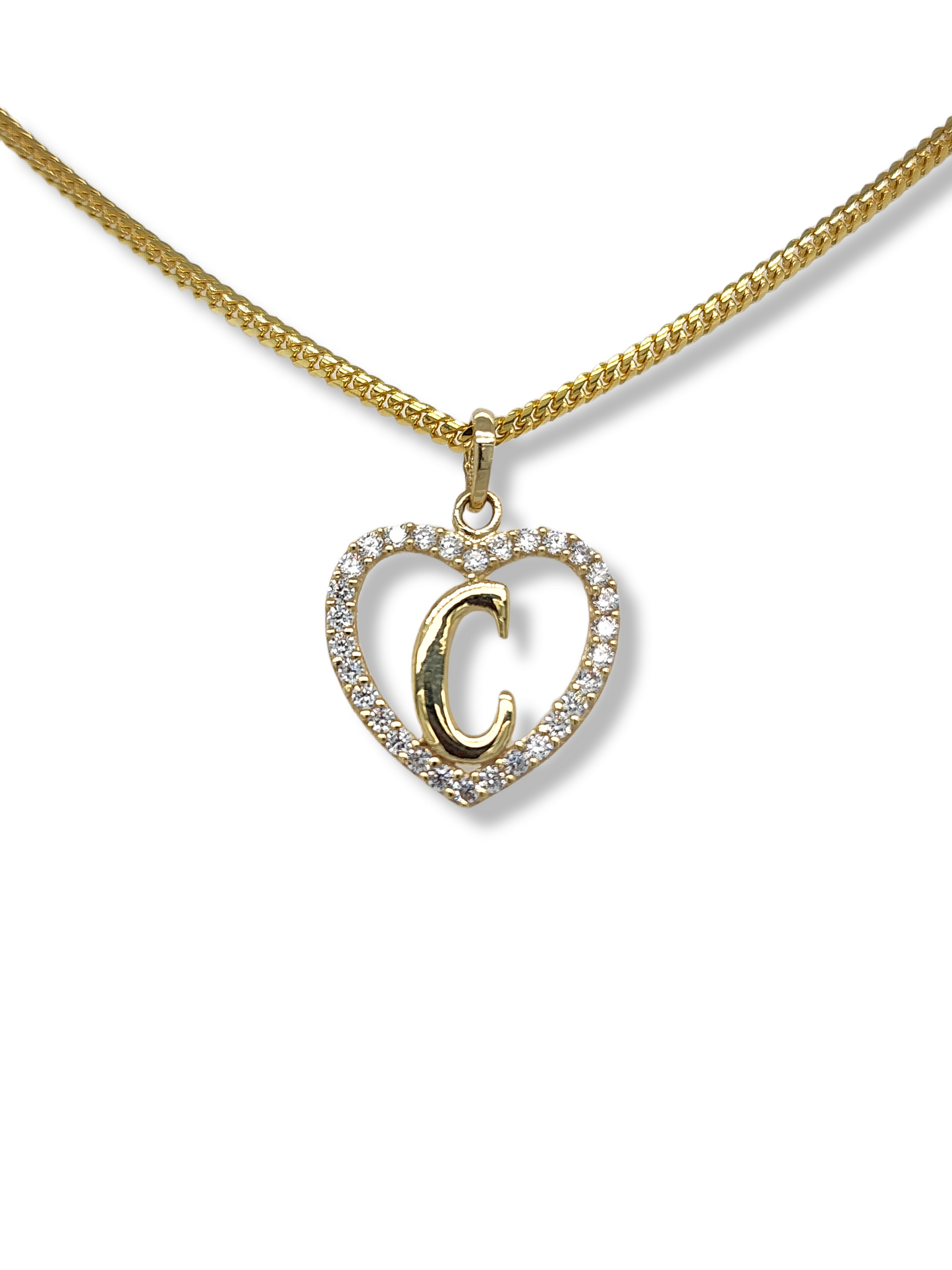 Pendentif lettre en forme de cœur en or jaune 10 carats