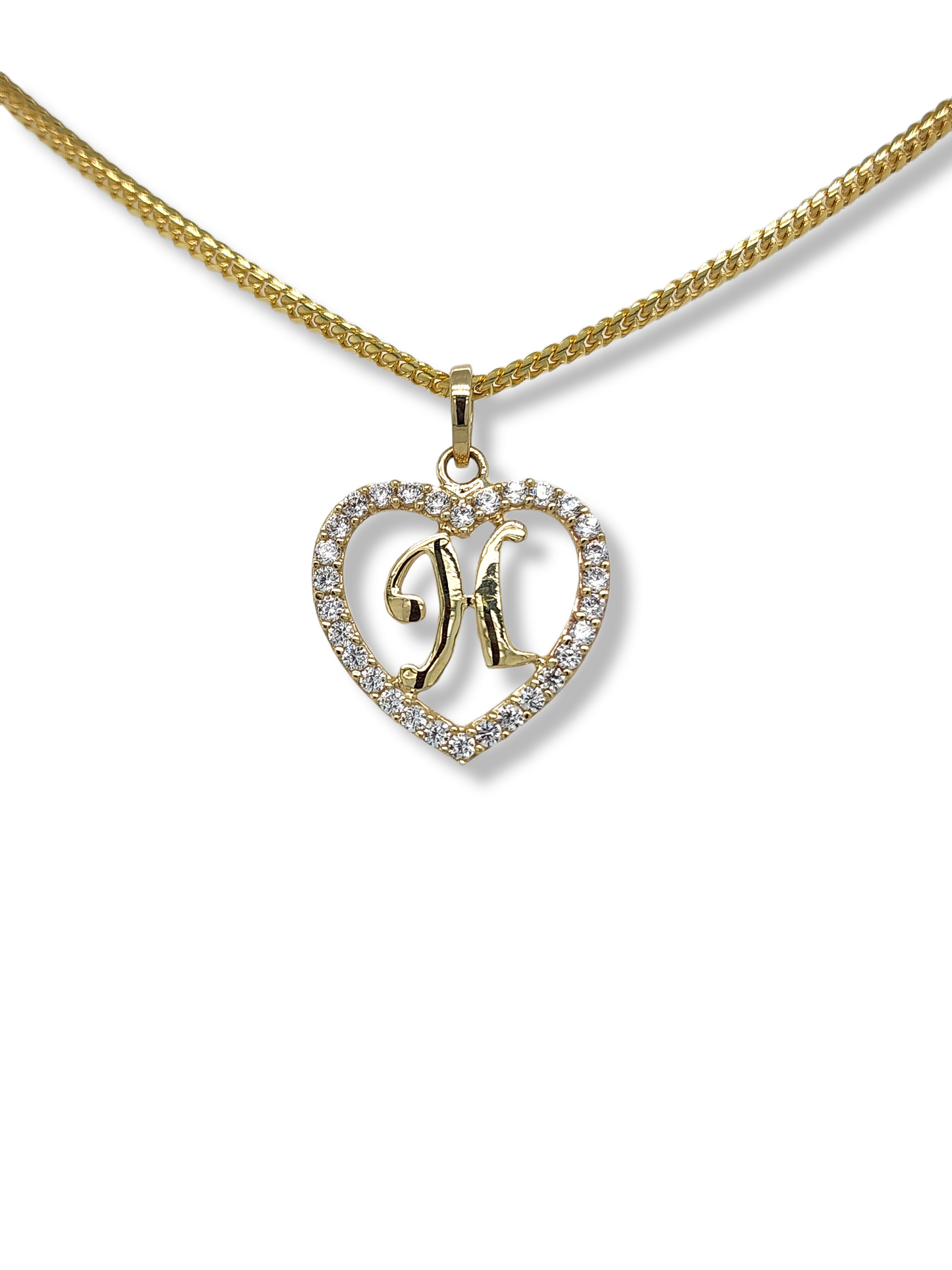 Pendentif lettre en forme de cœur en or jaune 10 carats