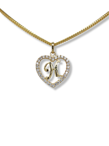 Pendentif lettre en forme de cœur en or jaune 10 carats