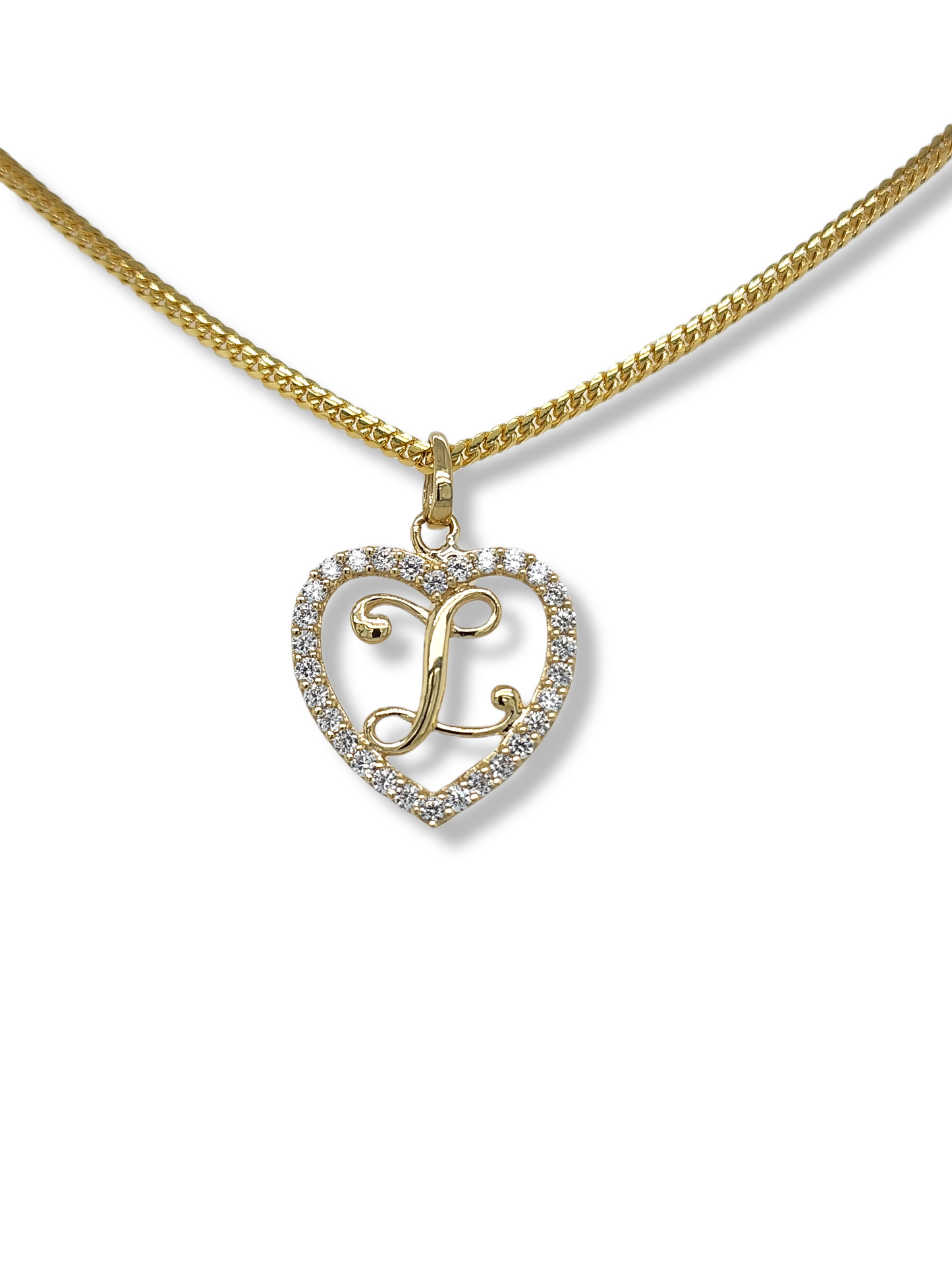 Pendentif lettre en forme de cœur en or jaune 10 carats