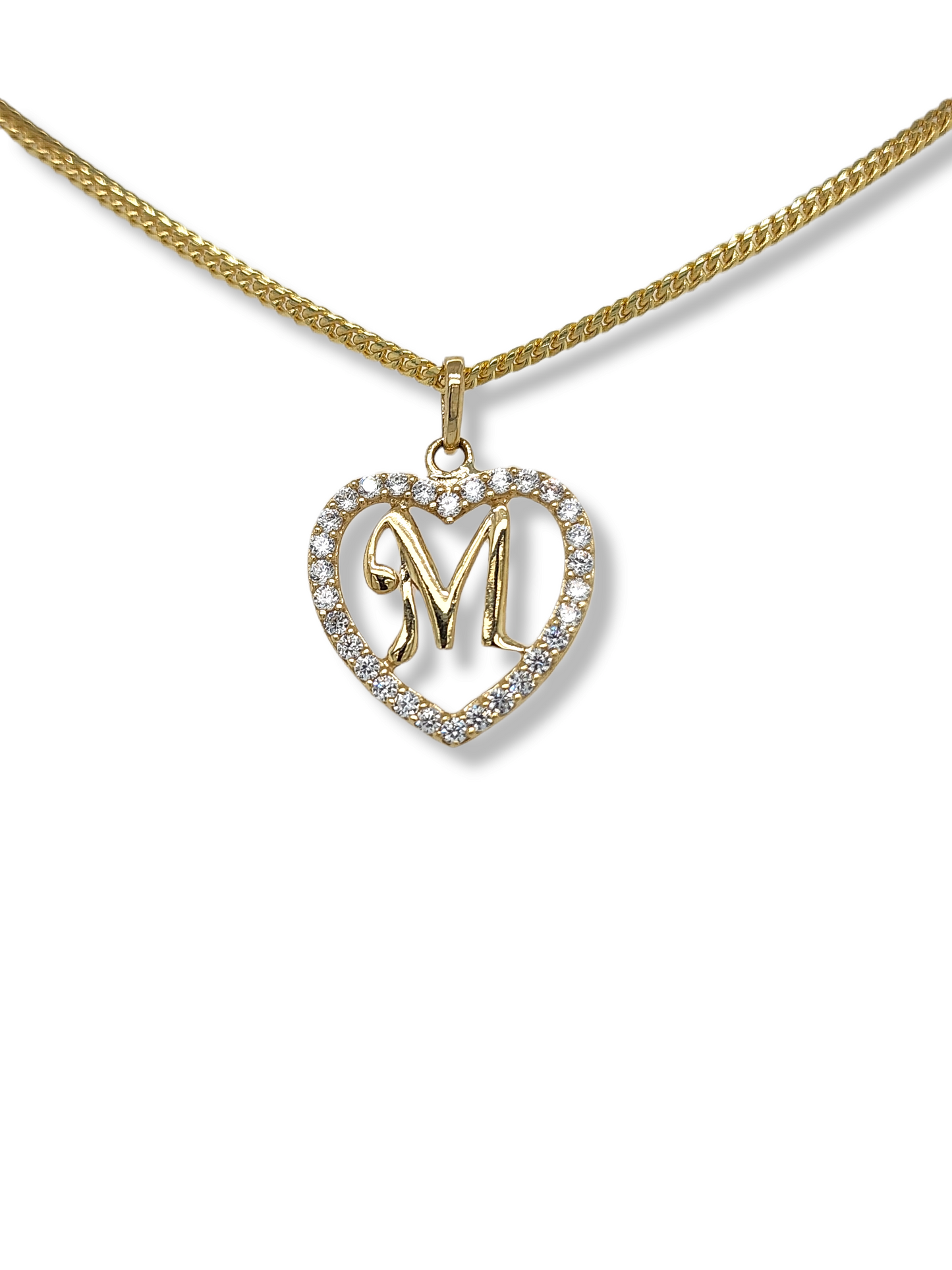 Pendentif lettre en forme de cœur en or jaune 10 carats