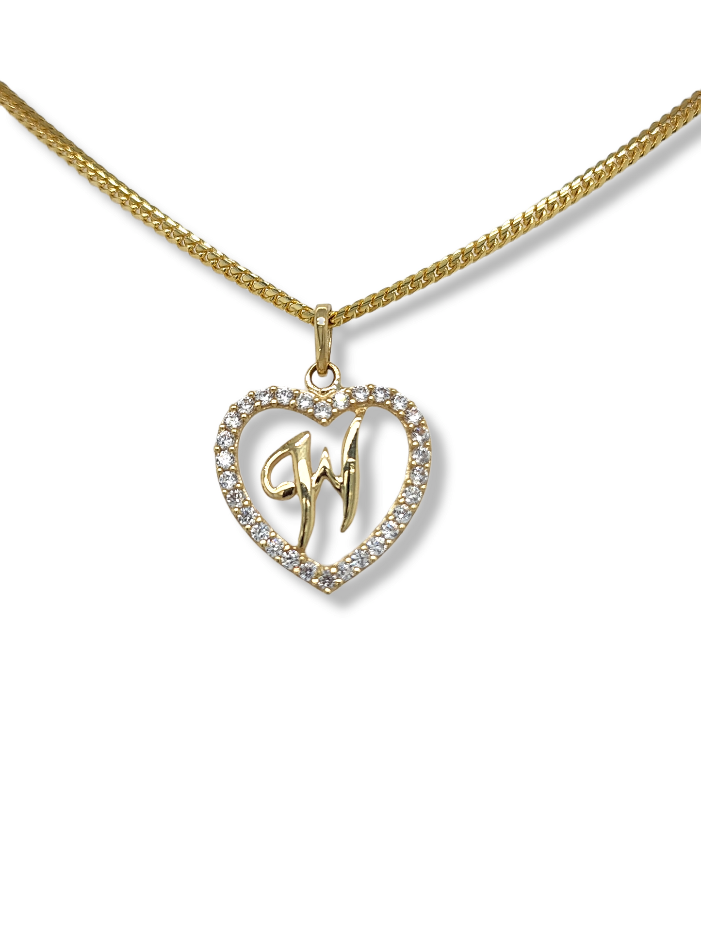 Pendentif lettre en forme de cœur en or jaune 10 carats