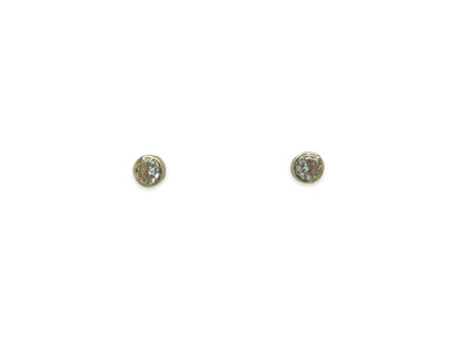 Pendientes micro con botón en oro amarillo de 14 quilates