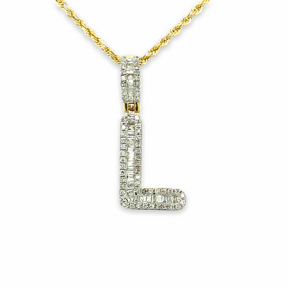Pendentif lettres en or 10 carats et diamants