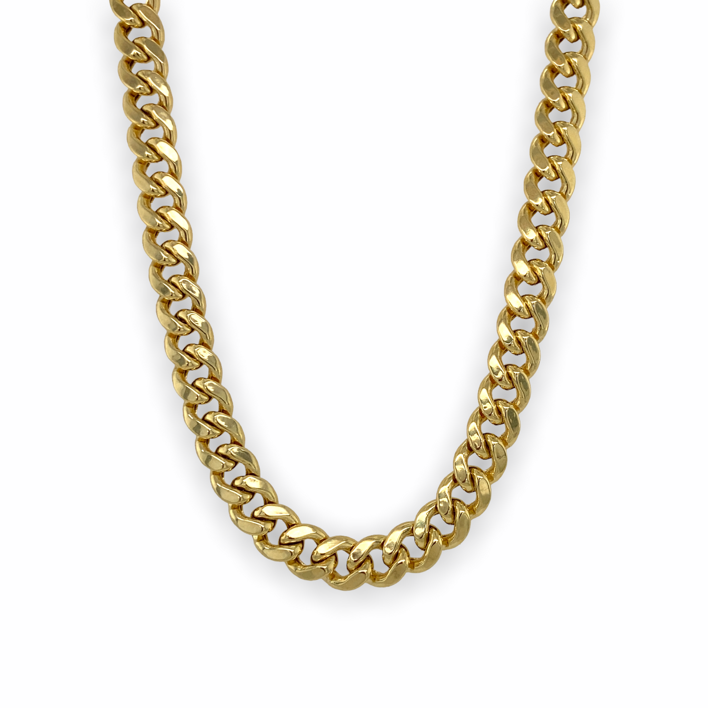 Cadena de eslabones cubanos semisólidos de 22" en oro amarillo de 14 quilates
