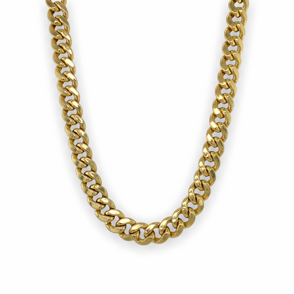Cadena de eslabones cubanos semisólidos de 22" en oro amarillo de 14 quilates