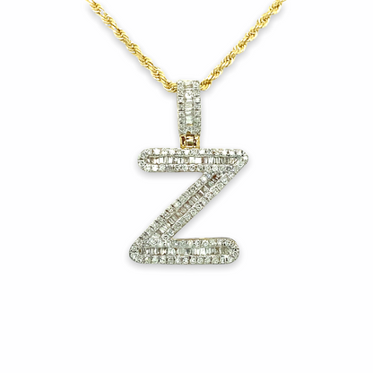 Pendentif lettres en or 10 carats et diamants