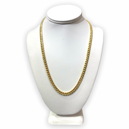 Chaîne à maillons cubains semi-solides en or jaune 14 carats de 22 po